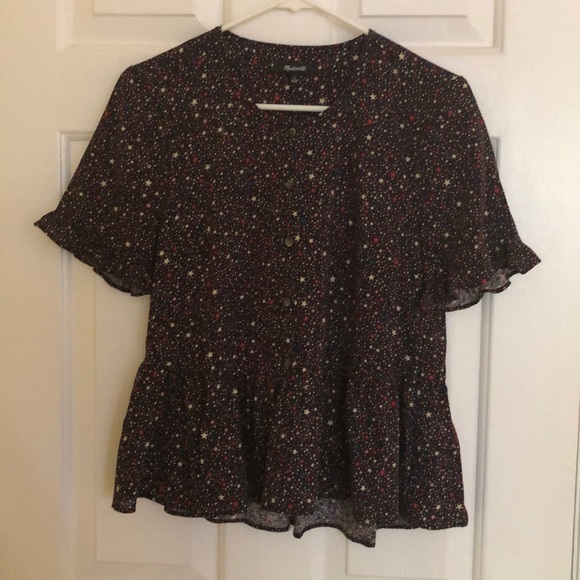 Madewell Studio Ruffle Hem Top in Starry Night - Picture 3 of 3
